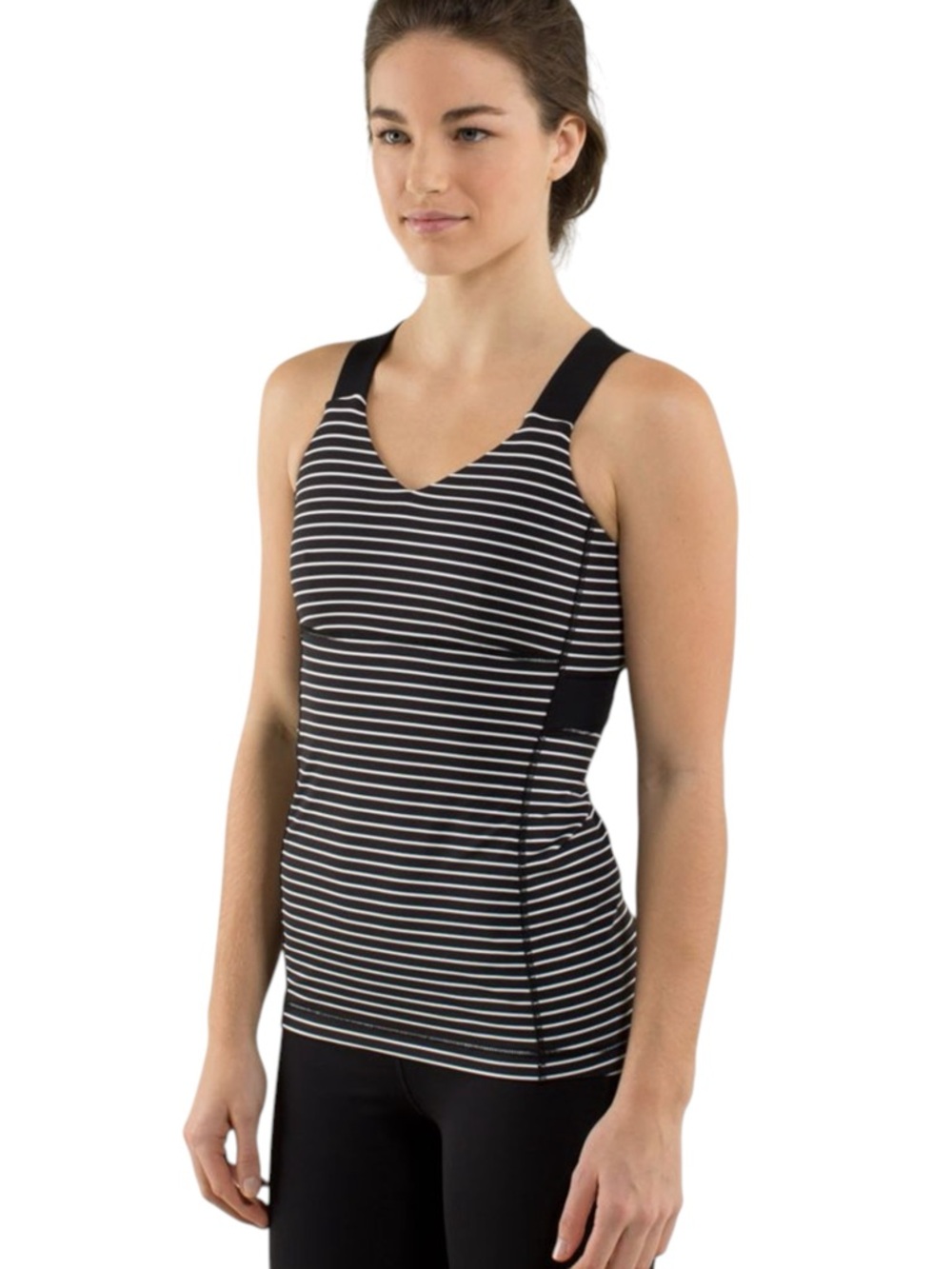 lululemon athletica Push Your Limits Black/White Striped Active Tank Top (8)